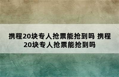 携程20块专人抢票能抢到吗 携程20块专人抢票能抢到吗